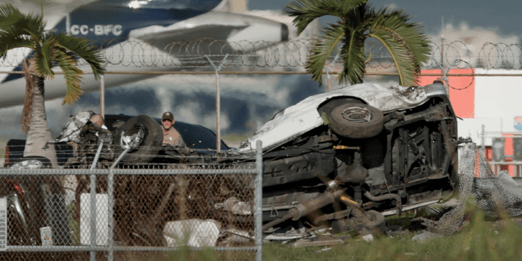 vehicles pummeled on road