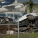 vehicles pummeled on road