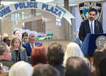 Mayor Zohran Mamdani speaks at a 9/11 Memorial Wall unveiling ceremony at One Police Plaza.