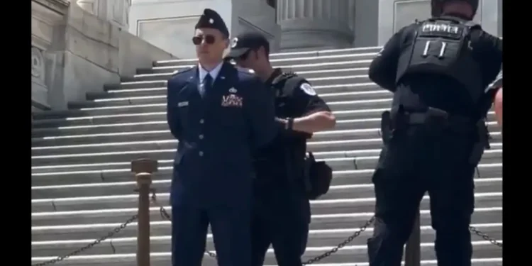Air Force Officer Goes Rogue at Capitol, Dares to Do What No One In Congress Has the Guts to Do, But Leaves in Handcuffs
