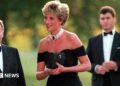 British royal Diana, Princess of Wales (1961-1997) wearing a black Christina Stambolian dress, attends a Vanity Fair party at the Serpentine Gallery in London, England, 20th November 1994.