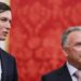 Jared Kushner, U.S. President Donald Trump's son-in-law, and U.S. Special Envoy Steve Witkoff wait before a meeting with Russian President Vladimir Putin at the Kremlin in Moscow, Russia