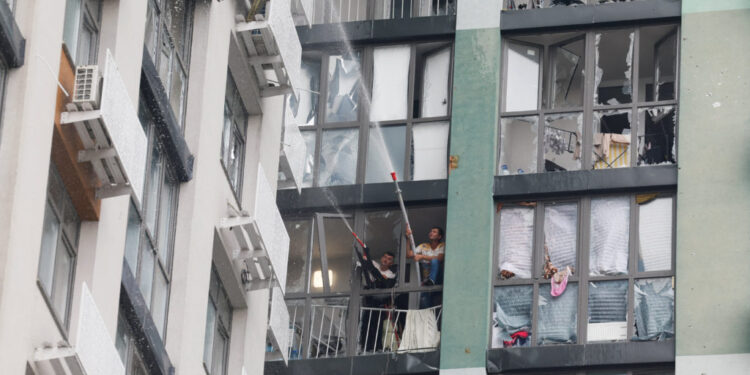 Aftermath of a Russian drone strike, in Kyiv