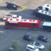 An overhead view of the tour bus that collapsed onto a worker