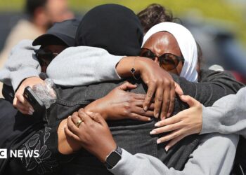 Police outside the Islamic Centre of San Diego the morning following a shooting