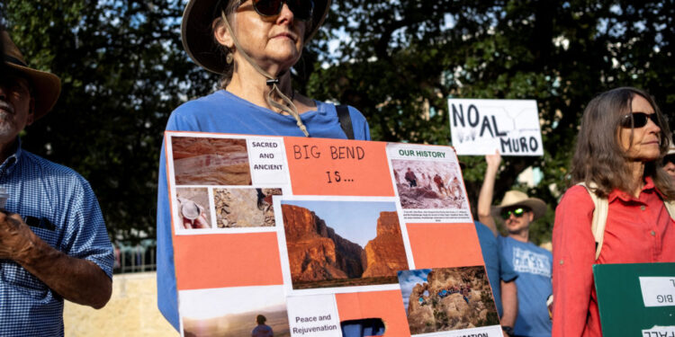 Big Bend border wall construction protesters rally outside court in San Antonio