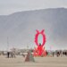 Burning Man attendees sample art during a dust storm at Black Rock City.