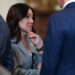 U.S. Labor Secretary Chavez-DeRemer speaks with fellow cabinet members before an event at the White House in Washington