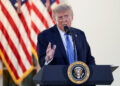 U.S. President Trump hosts a dinner in the Rose Garden at the White House in Washington