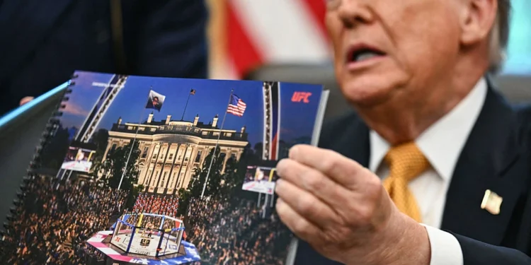 US President Donald Trump's birthday bash comes back to bite as his team begs for money to cover expenses. (Photo by Kent NISHIMURA / AFP via Getty Images)
