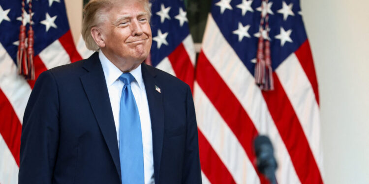 U.S. President Trump hosts a dinner in the Rose Garden at the White House in Washington