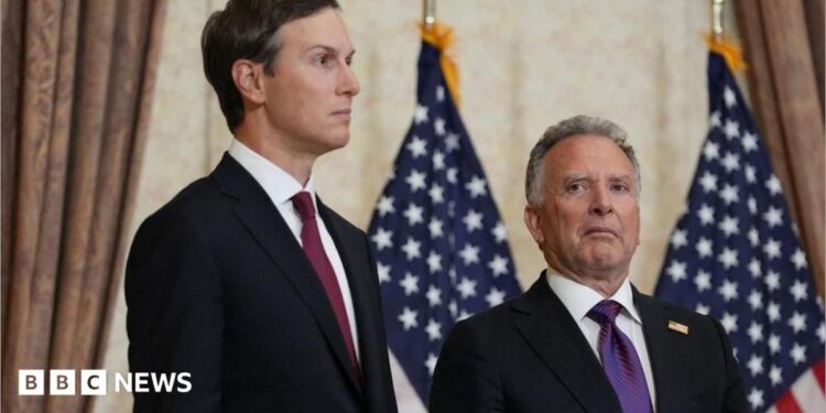 US negotiators Jared Kushner (left) and Steve Witkoff. Photo: April 2026