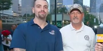 Stephen Siller Jr. (left) and Tunnel to Towers Foundation chairman and CEO Frank Siller (right) on