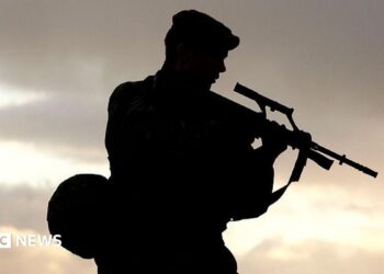 A Falklands Islands Defence Force soldier takes part in a training exercise on Sapper Hill on February 1, 2007 in Stanley, Falkland Islands