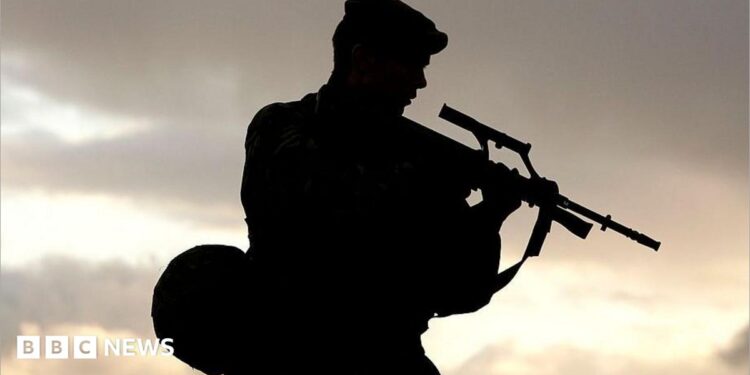 A Falklands Islands Defence Force soldier takes part in a training exercise on Sapper Hill on February 1, 2007 in Stanley, Falkland Islands