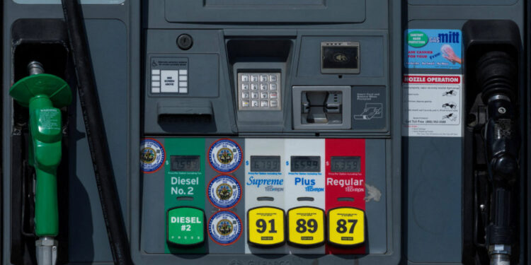 FILE PHOTO: Price of gasoline shown on pumps in California