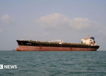 An oil tanker in the Strait of Hormuz