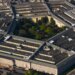 An aerial view of the Pentagon building in Washington.