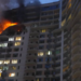 A fire burns at top floors of a multi-storey residential building in Odesa, southern Ukraine, following a Russian aerial attack. Photo: 12 September 2026.