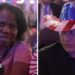 A splitscreen of a woman on the left in a lanyard and a man on the right in a USA cowboy hat.