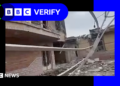 Damage to a building in southern Iran reportedly hit in an air strike