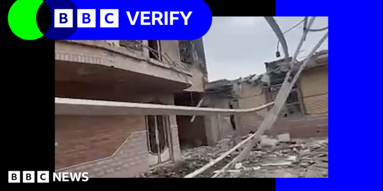 Damage to a building in southern Iran reportedly hit in an air strike