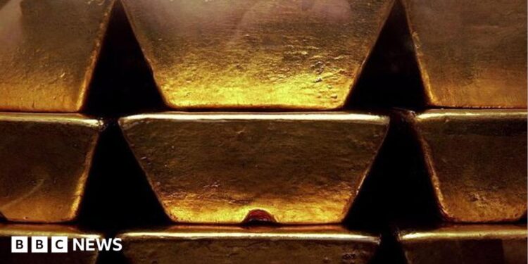 Gold bars stacked up