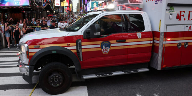 Scene of a shooting in Times Square, in New York City